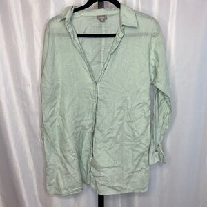J. Jill Light Green Button Front Cotton Shirt, size XS